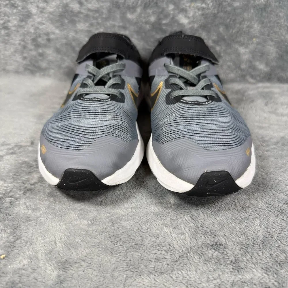 Nike Downshifter 12 Next Nature Velcro Running Shoe Grey Metallic Gold No Tie